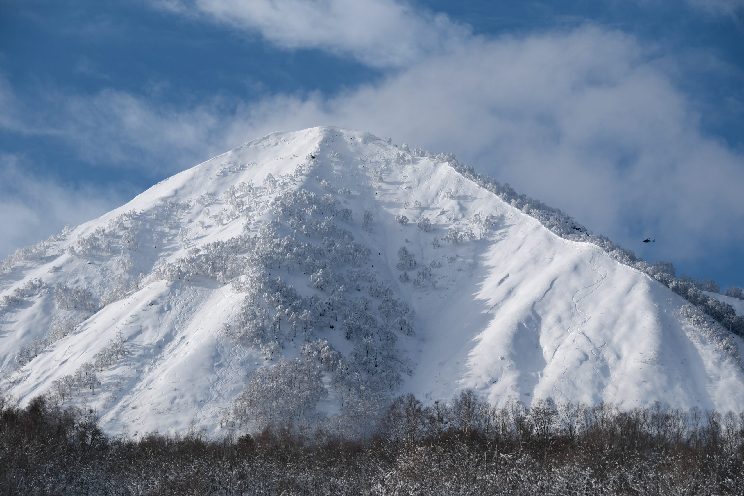 Mount Shiribetsu under a clear winter sky