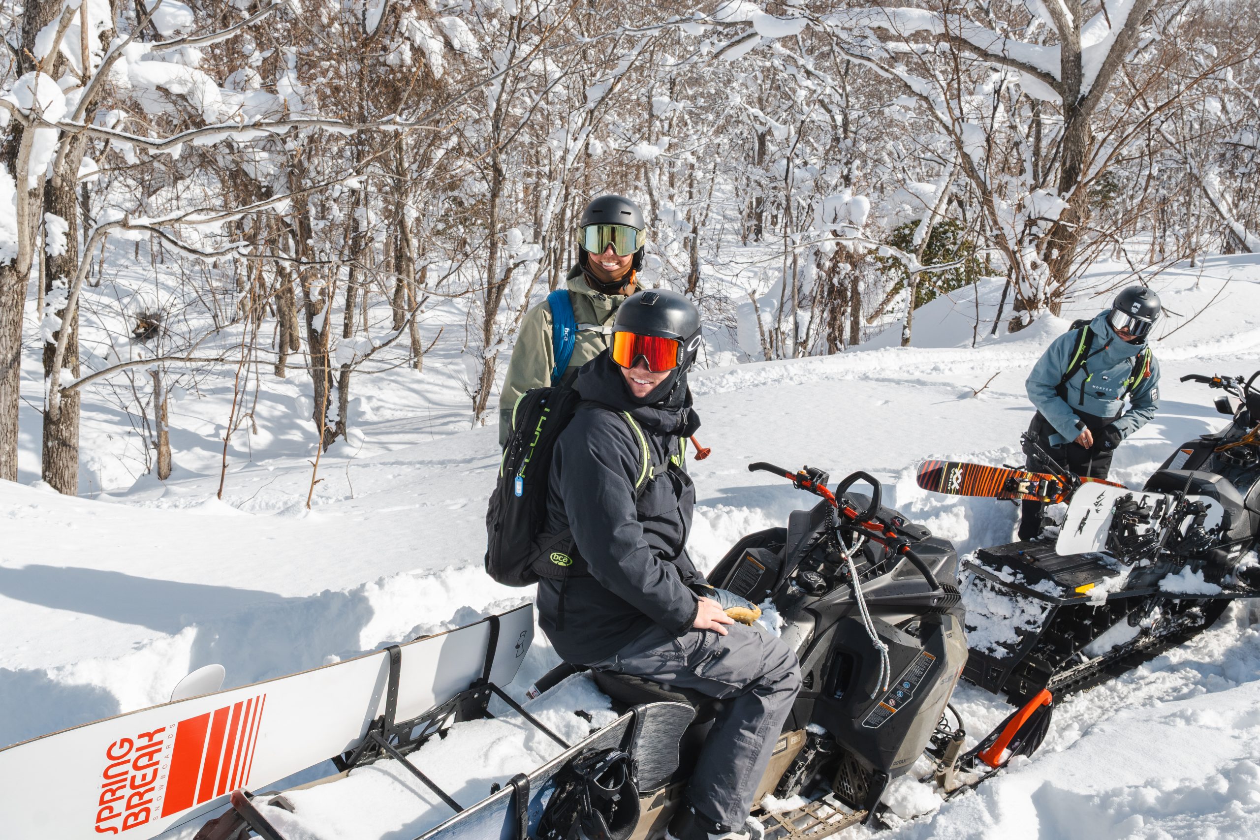 Snowmobile backcountry guiding Niseko untracked powder